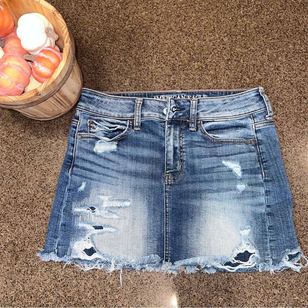 American Eagle Distressed Denim Skirt